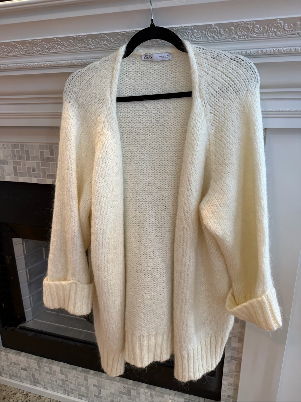 Zara Cream Open-Front Cozy Knit Cardigan